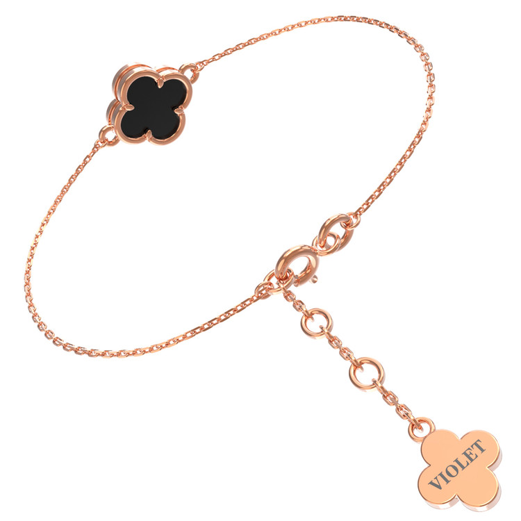 Браслет из красного золота 585 пробы c ониксом