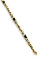 Браслет из лимонного золота c бирюзой и ониксом