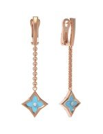 Серьги из золота c бриллиантами и бирюзой