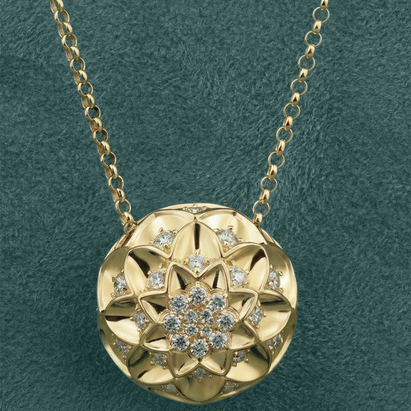 Колье из лимонного золота 585 пробы c бриллиантами