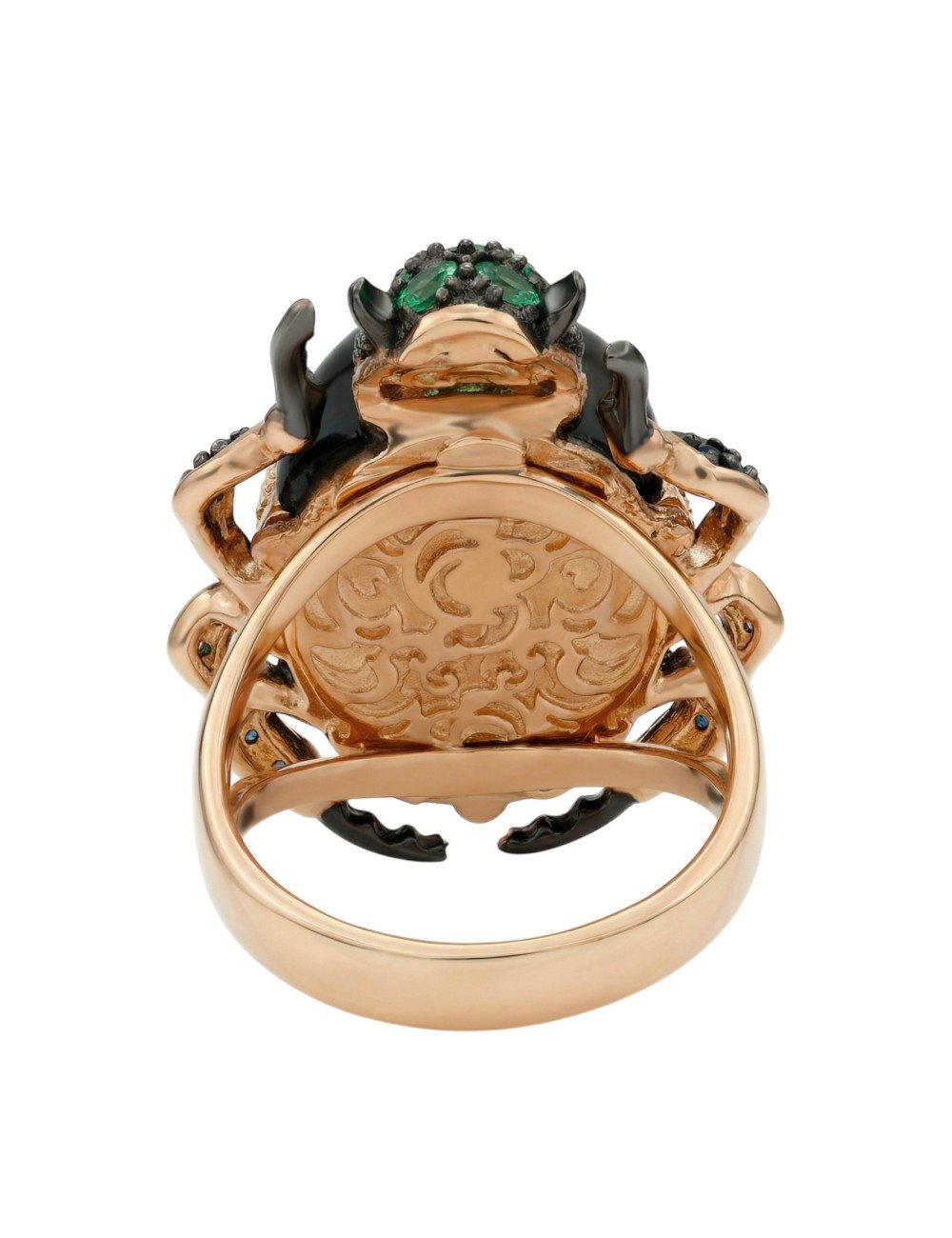 Кольцо из золота c бриллиантами, сапфиром, изумрудом и ониксом