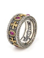 Кольцо из серебра и золота c бриллиантами, рубином и рубином