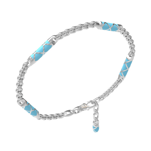 Браслет из белого золота 585 пробы c эмалью