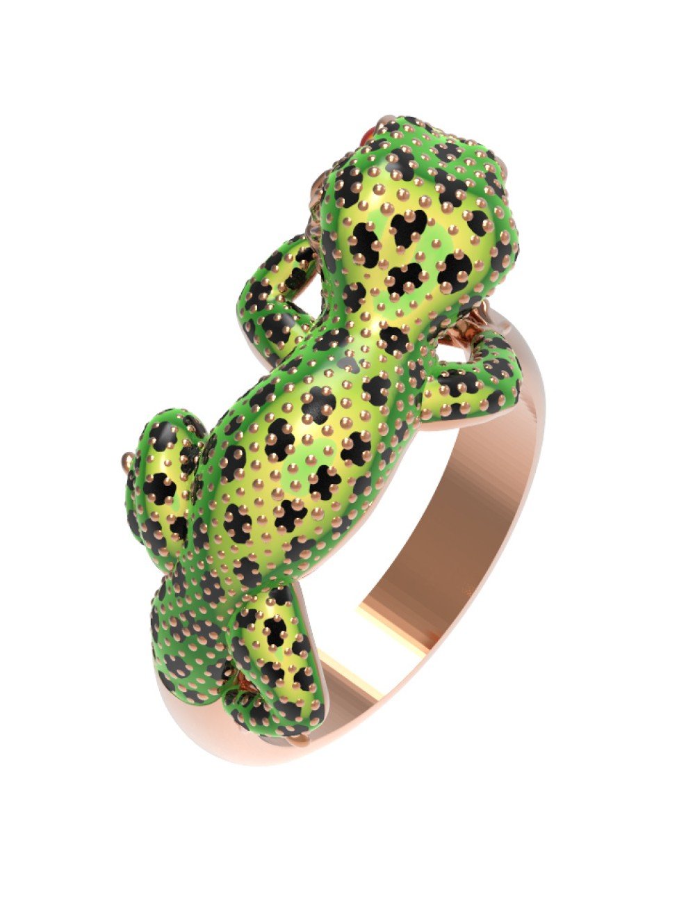 Кольцо из золота c эмалью и рубином