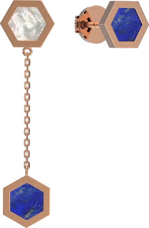 Серьги из золота c лазуритом и перламутром