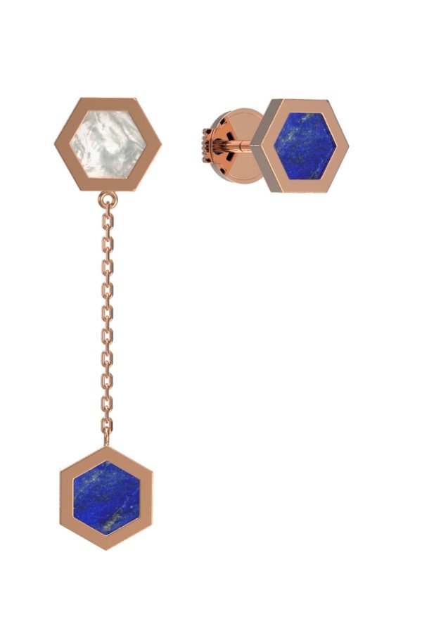 Серьги из золота c лазуритом и перламутром