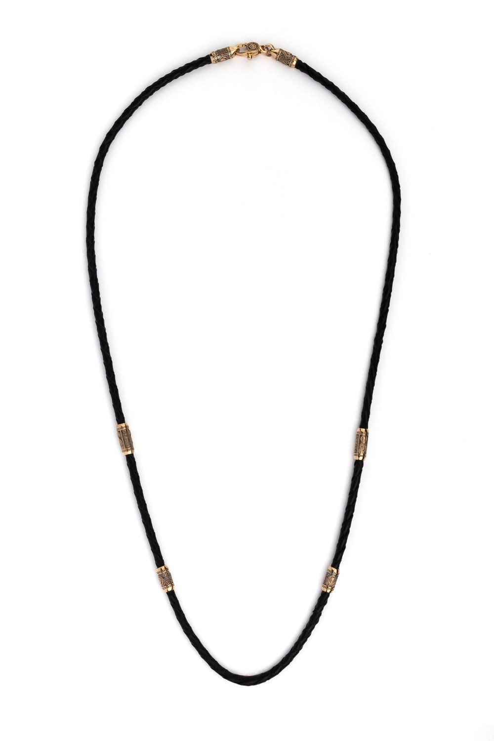 Цепь-шнурок кожа из красного золота 585 пробы c кожаным шнурком