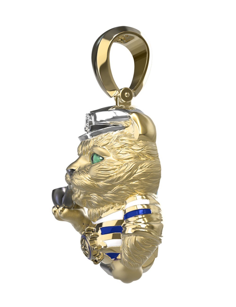 Подвеска из лимонного золота c эмалью, бриллиантами и рубином