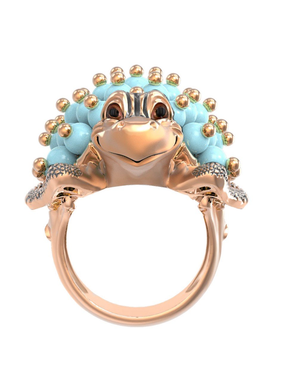 Кольцо из золота c эмалью и бирюзой