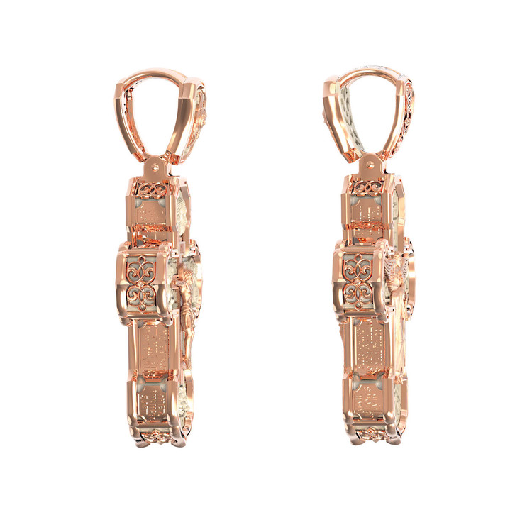 Крест из красного золота 585 пробы c бивнем мамонта