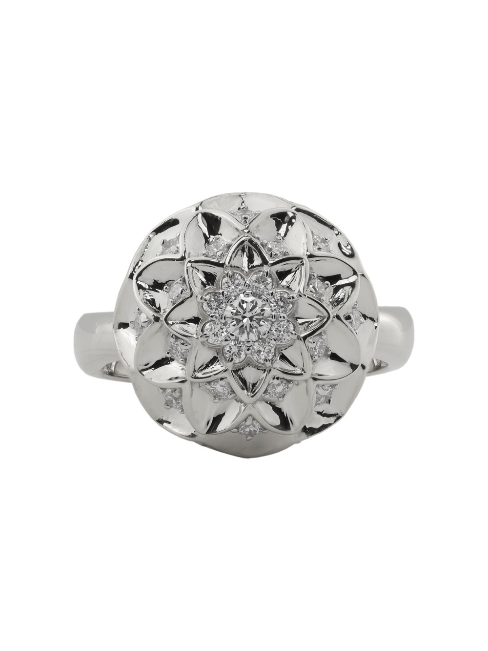 Кольцо из белого золота 585 пробы c бриллиантами