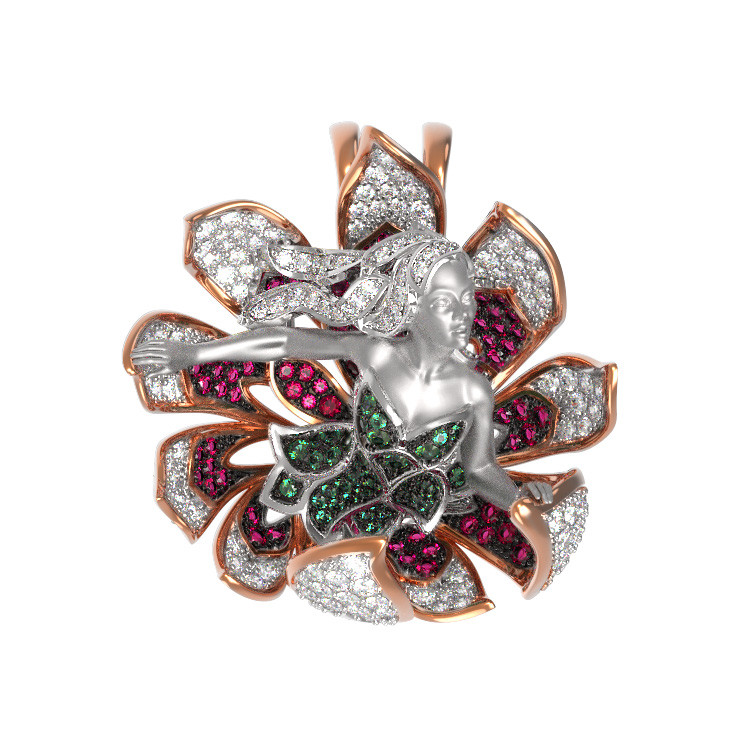 Подвеска из красного золота 585 пробы c фианитом