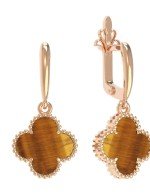 Серьги из золота c тигровым глазом