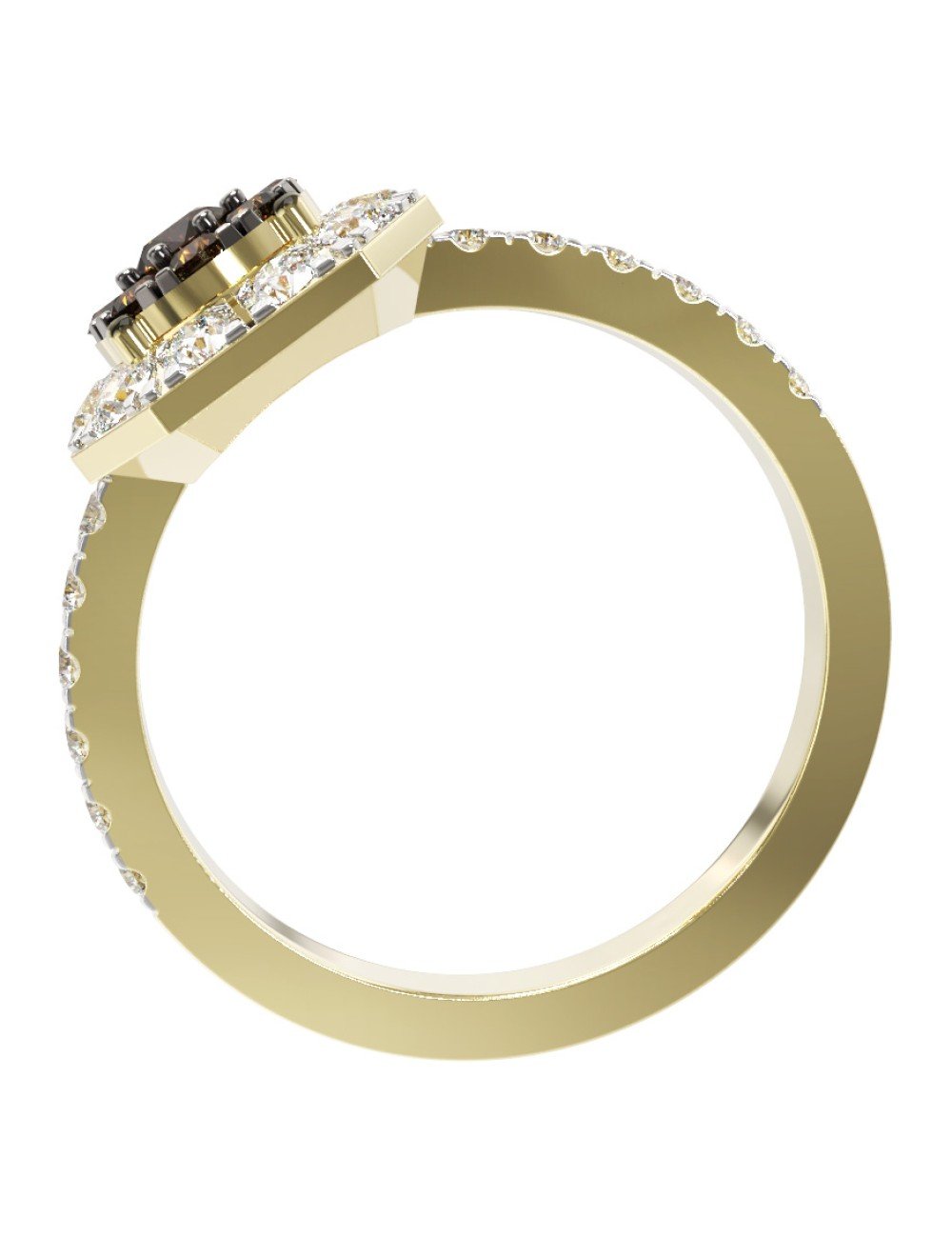 Кольцо из лимонного золота c бриллиантами