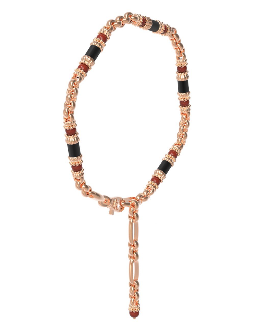 Браслет из золота c ониксом и кораллом