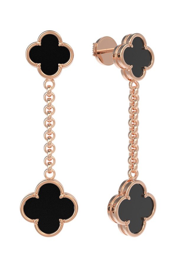 Серьги из золота c ониксом