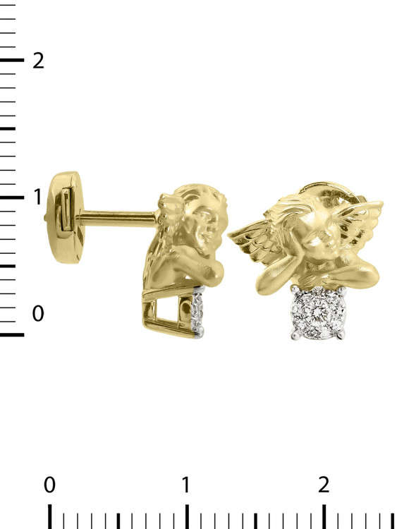 Серьги из лимонного золота 585 пробы c бриллиантами