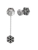 Серьги из белого золота c ониксом и перламутром