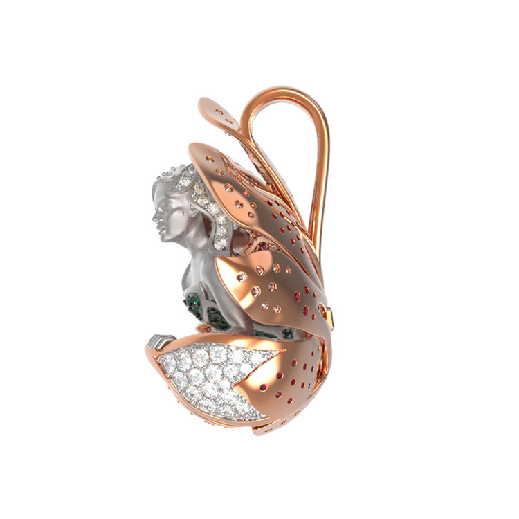 Подвеска из красного золота 585 пробы c фианитом