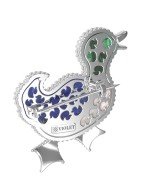 Брошь из белого золота c эмалью, лазуритом, малахитом и перламутром