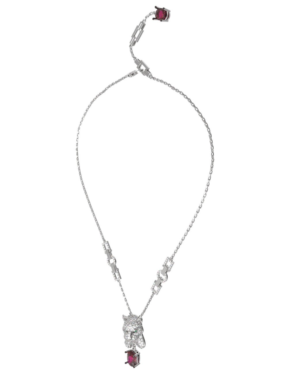 Колье из белого золота c бриллиантами, рубином и изумрудом