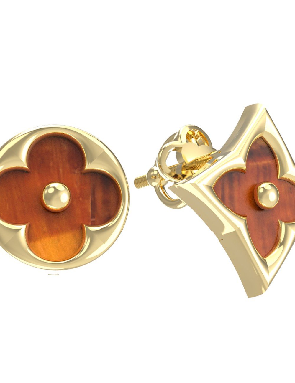 Серьги из лимонного золота c тигровым глазом