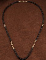 Гайтан из золота c кожаным шнурком