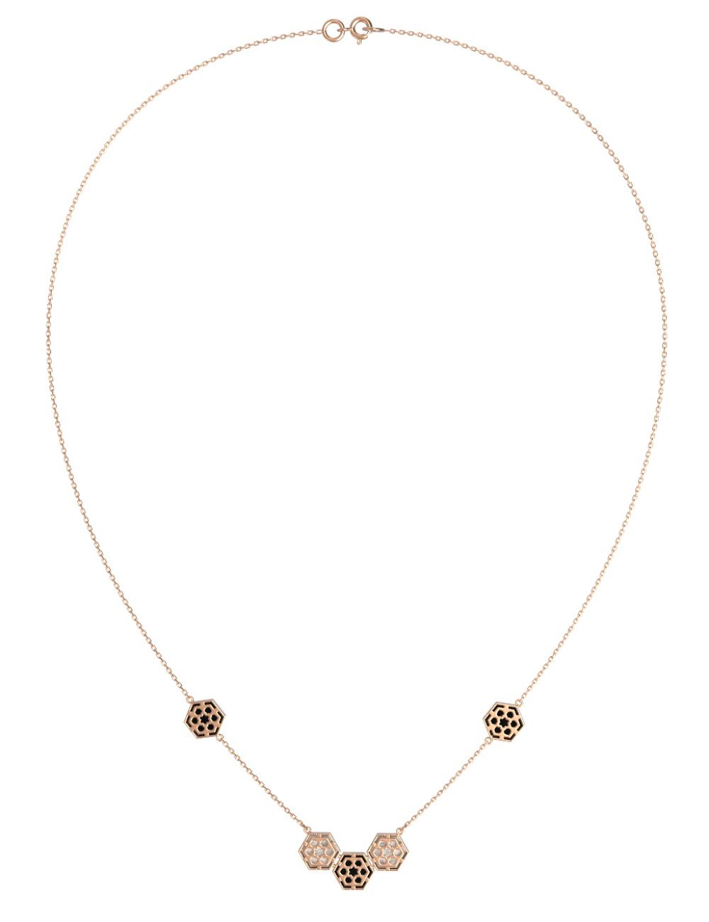 Колье из золота c ониксом и перламутром