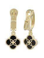 Серьги из лимонного золота c бриллиантами и ониксом