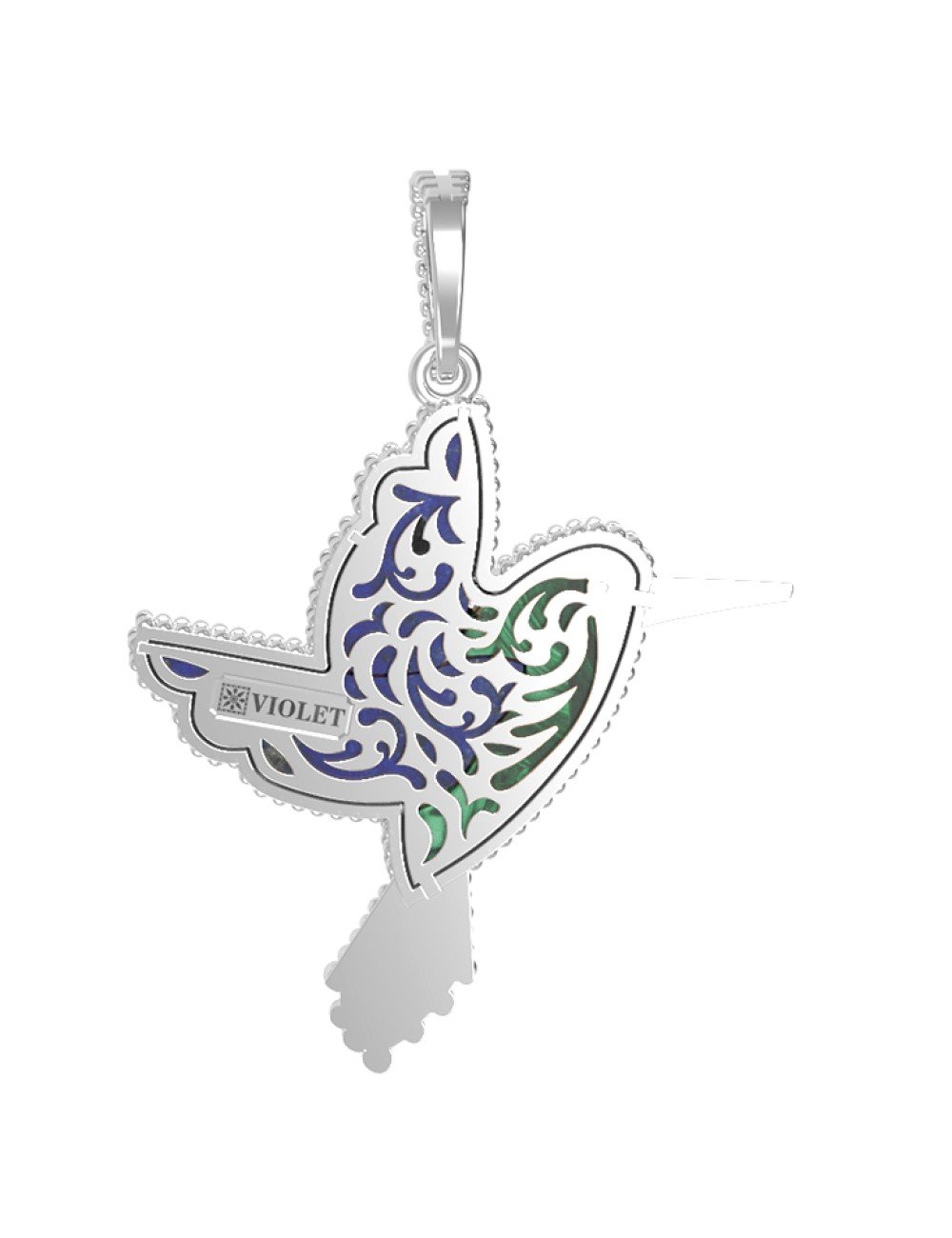 Подвеска из белого золота c эмалью, лазуритом и малахитом