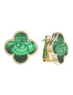 Серьги из лимонного золота c малахитом