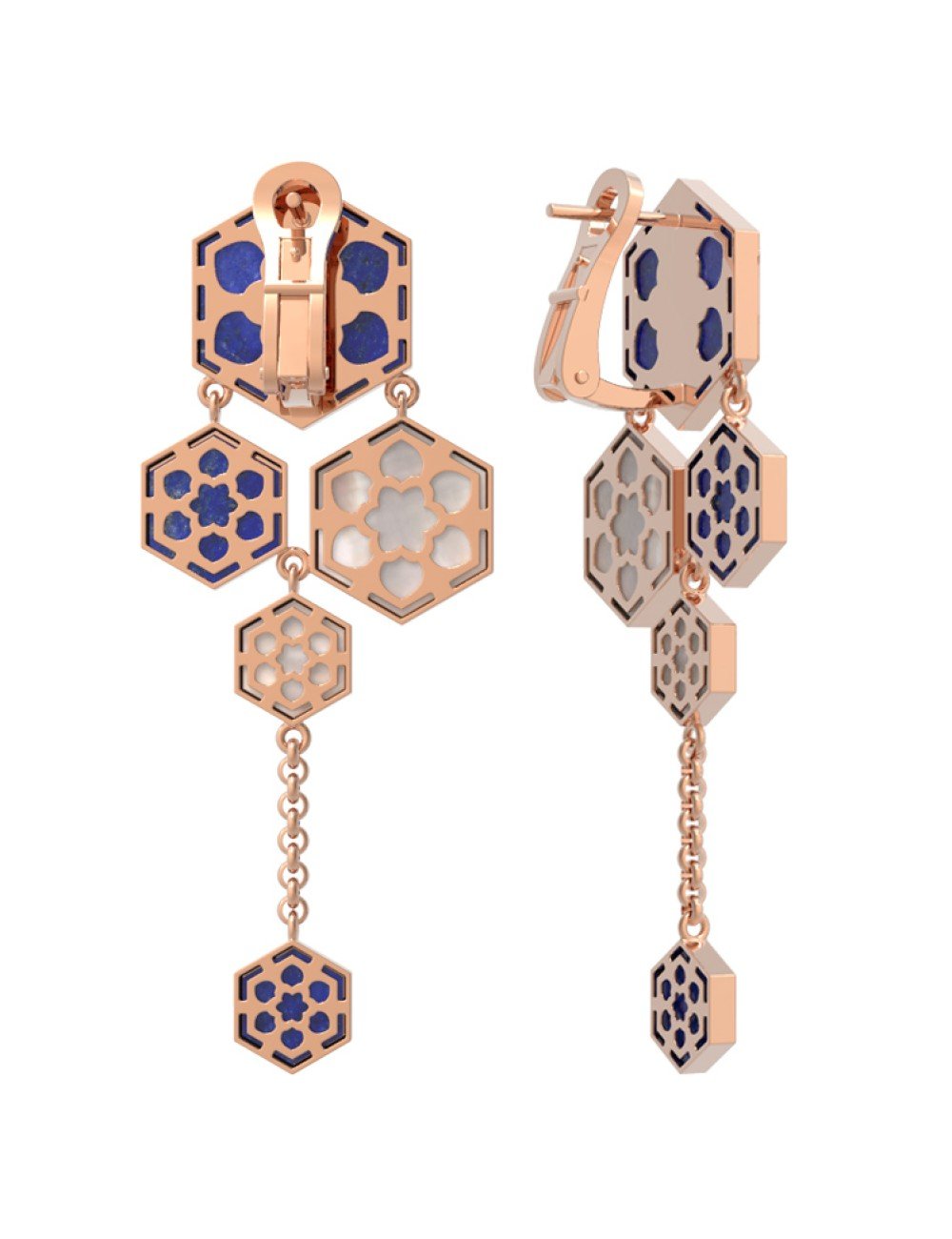 Серьги из золота c лазуритом и перламутром