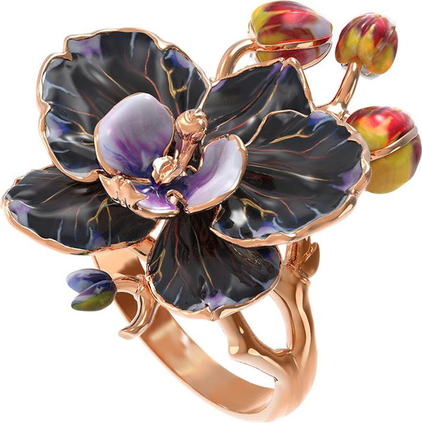 Кольцо из красного золота 585 пробы c эмалью