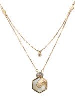 Колье из золота c бриллиантами и перламутром