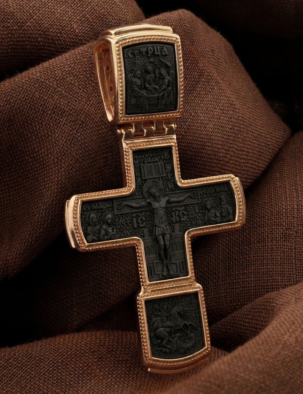 Крест из золота c эбеновым деревом