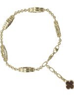 Браслет из лимонного золота c тигровым глазом и перламутром