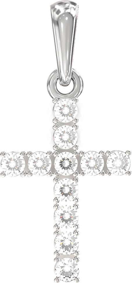 Крест из белого золота 585 пробы c бриллиантами