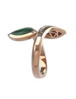 Кольцо из золота c бриллиантами и малахитом