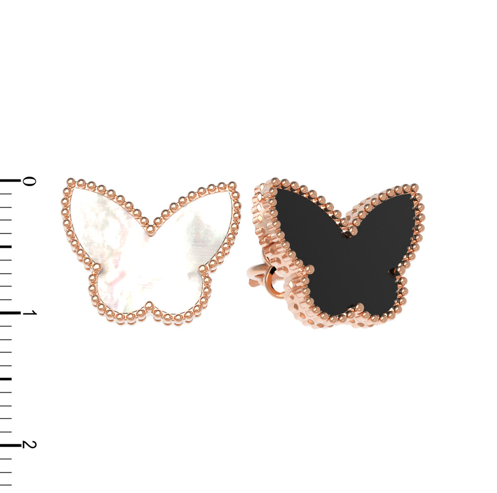 Серьги из красного золота 585 пробы c ониксом и перламутром