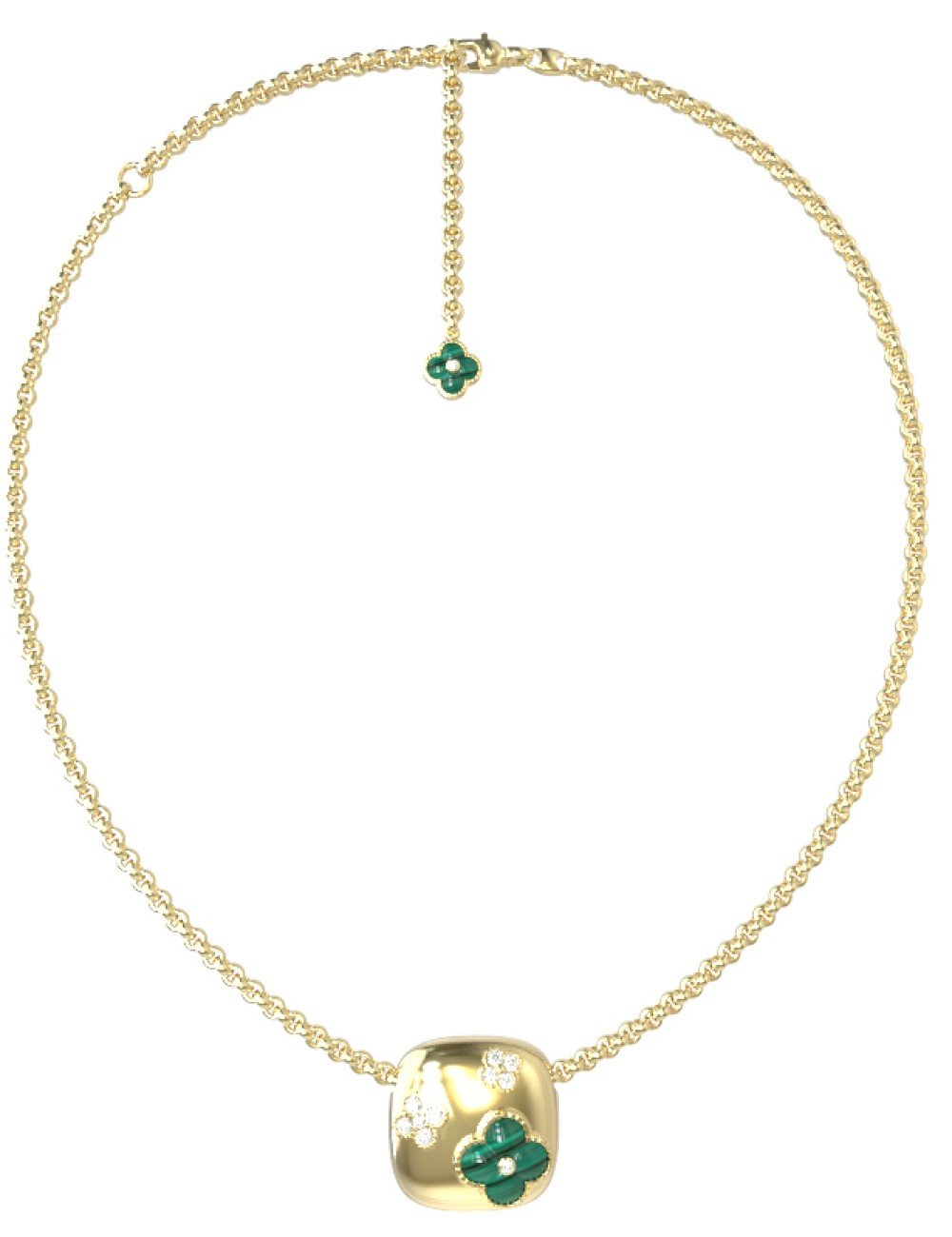 Колье из лимонного золота c бриллиантами и малахитом