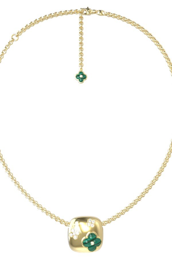 Колье из лимонного золота c бриллиантами и малахитом