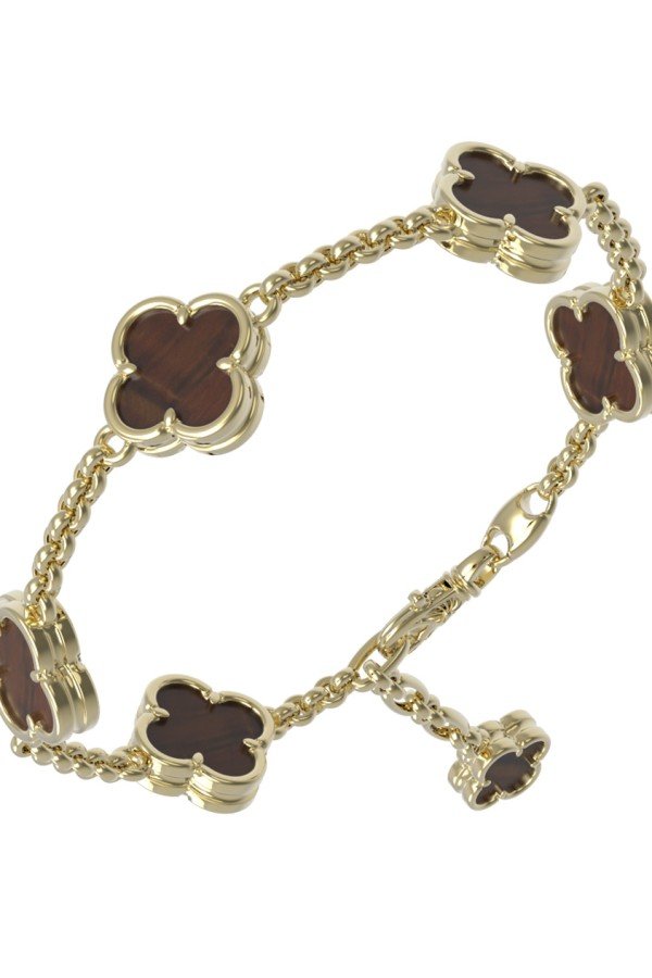 Браслет из лимонного золота c тигровым глазом