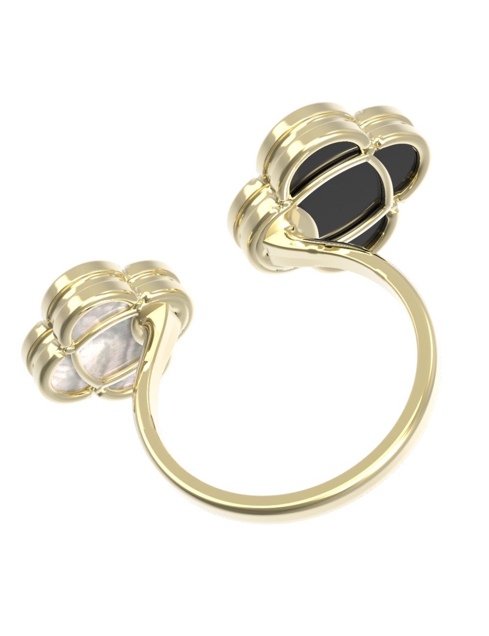 Кольцо из лимонного золота c ониксом и перламутром