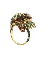 Кольцо из лимонного золота c эмалью