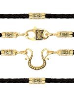 Гайтан из лимонного золота c кожаным шнурком