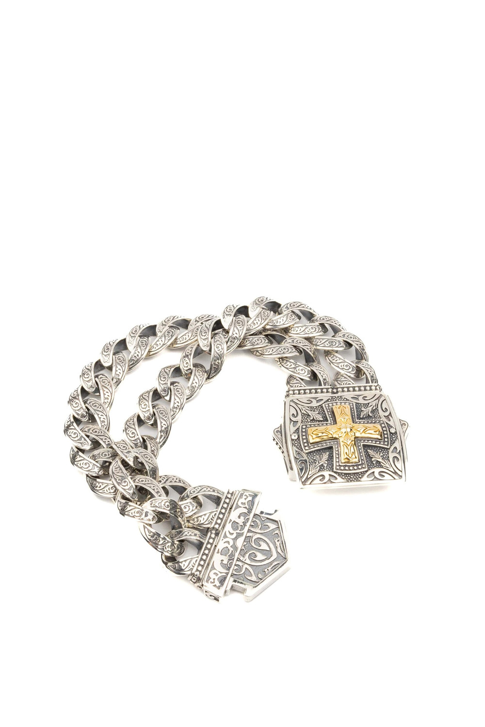 Браслет из серебра 925 пробы и золота 750 пробы c рубином