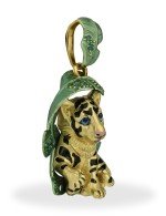 Подвеска из лимонного золота c эмалью и изумрудом