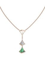 Колье из золота c бриллиантами, малахитом и перламутром