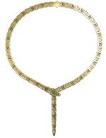 Колье из лимонного золота c бриллиантами и малахитом