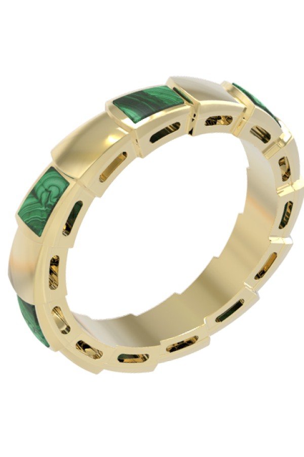 Кольцо из лимонного золота c малахитом